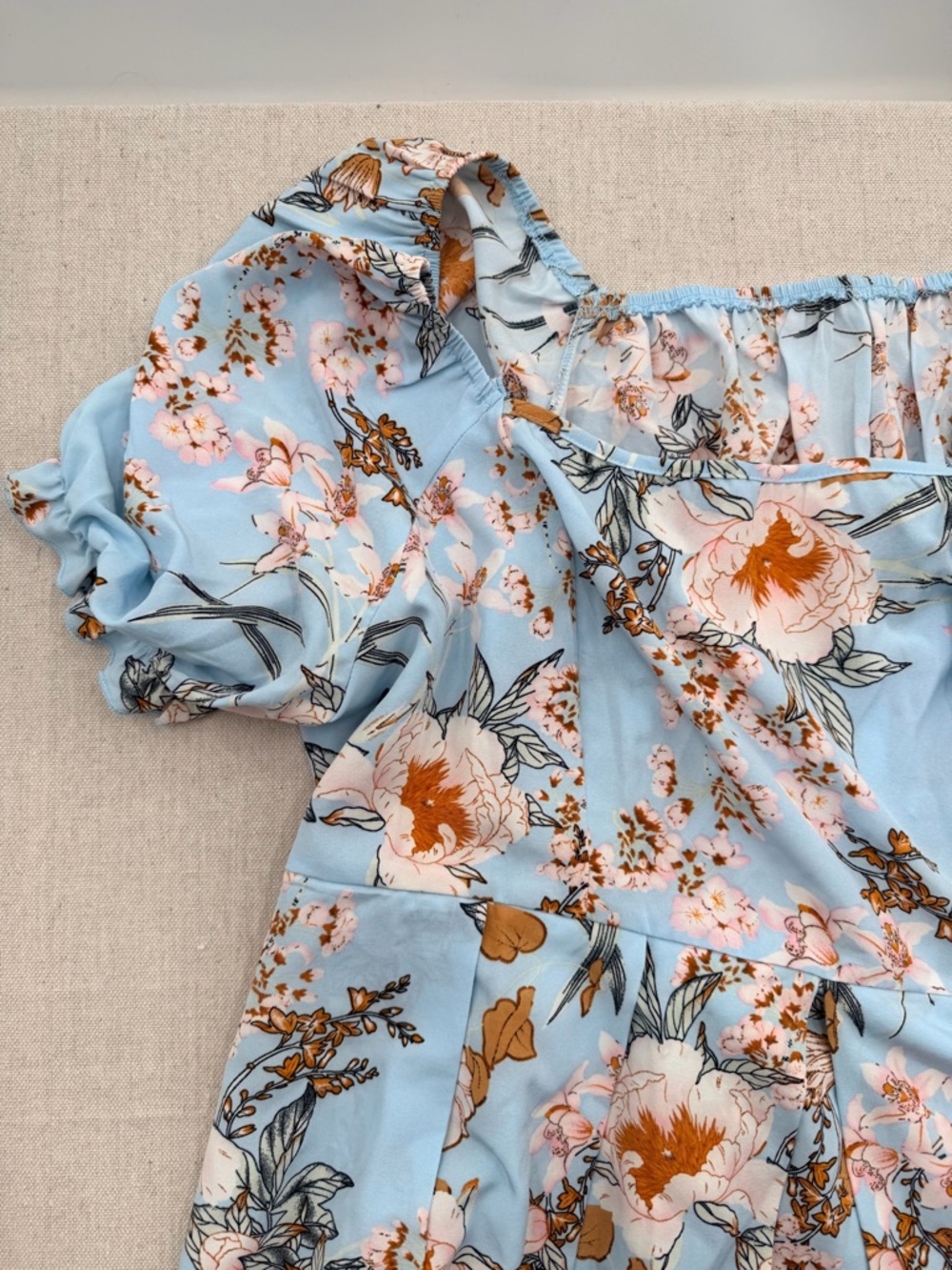 Bella Floral Square-Neck Midi Dress - Light Blue - Picture 4 of 5